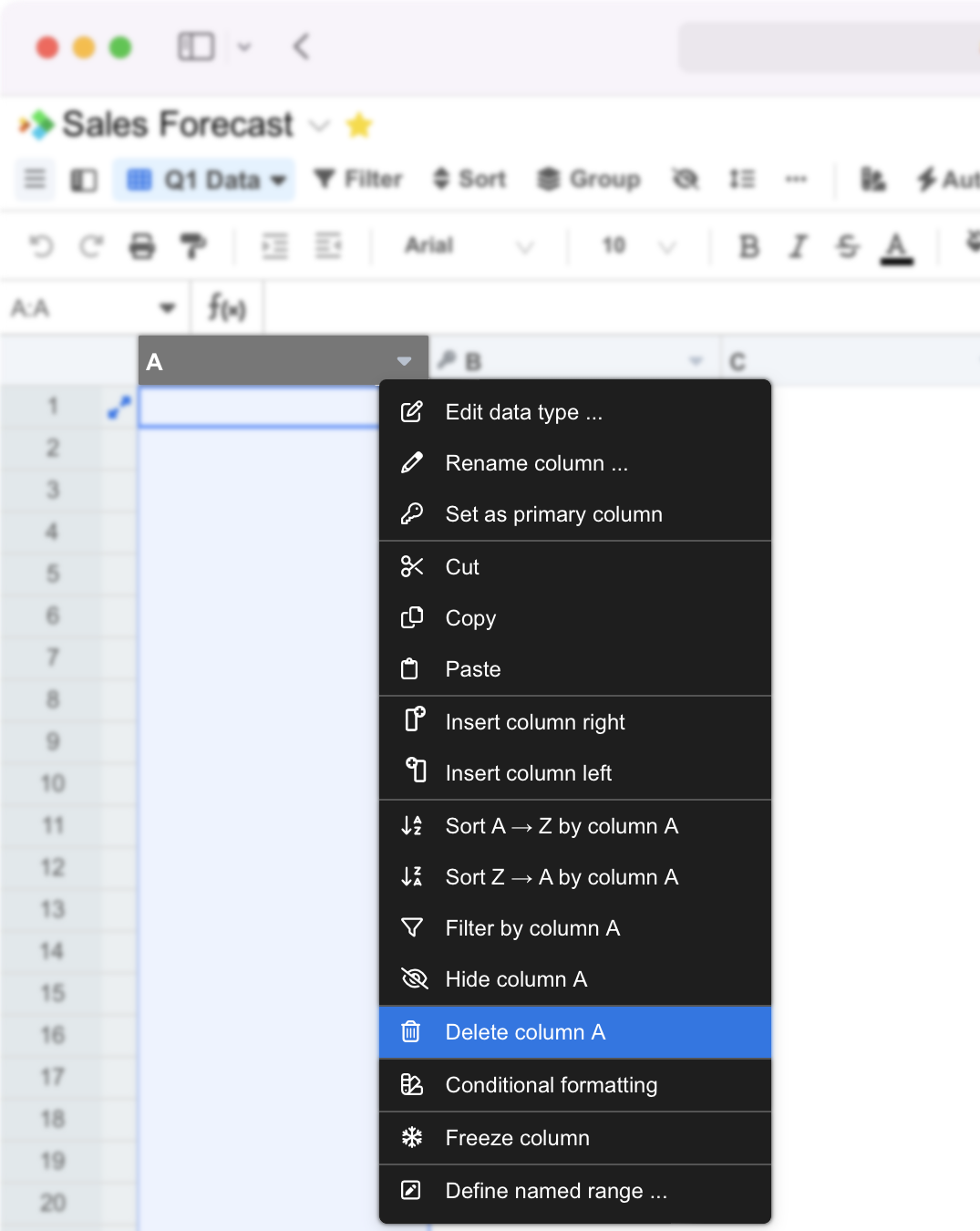 deleting-a-column-spreadsheet-support