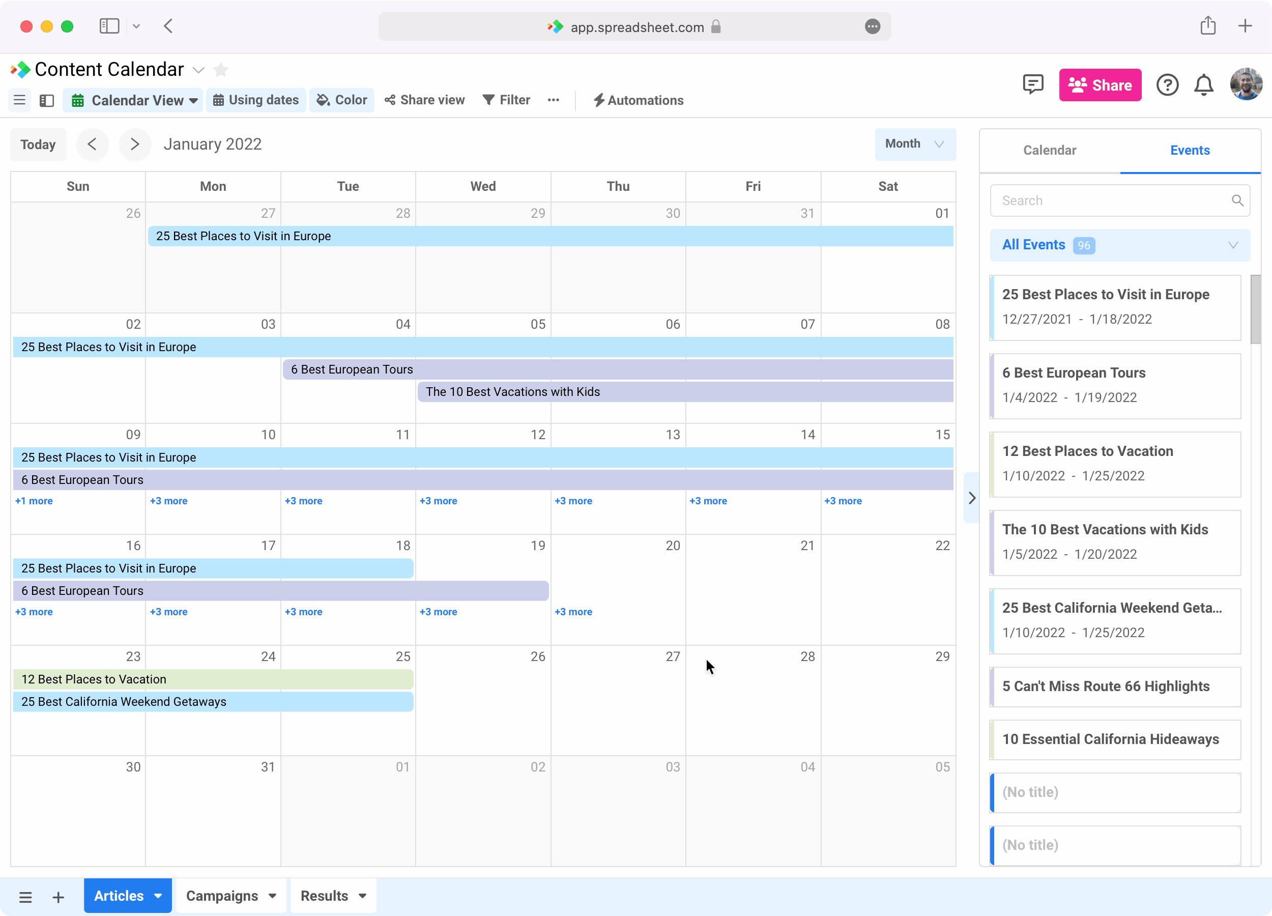 Calendar Views Support